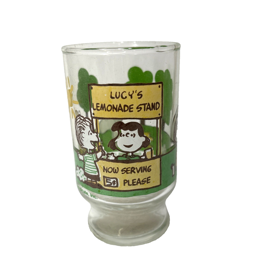 Vintage Peanuts Lucys Lemonade Stand Juice Tumbler 1966 Charles Schulz 4"